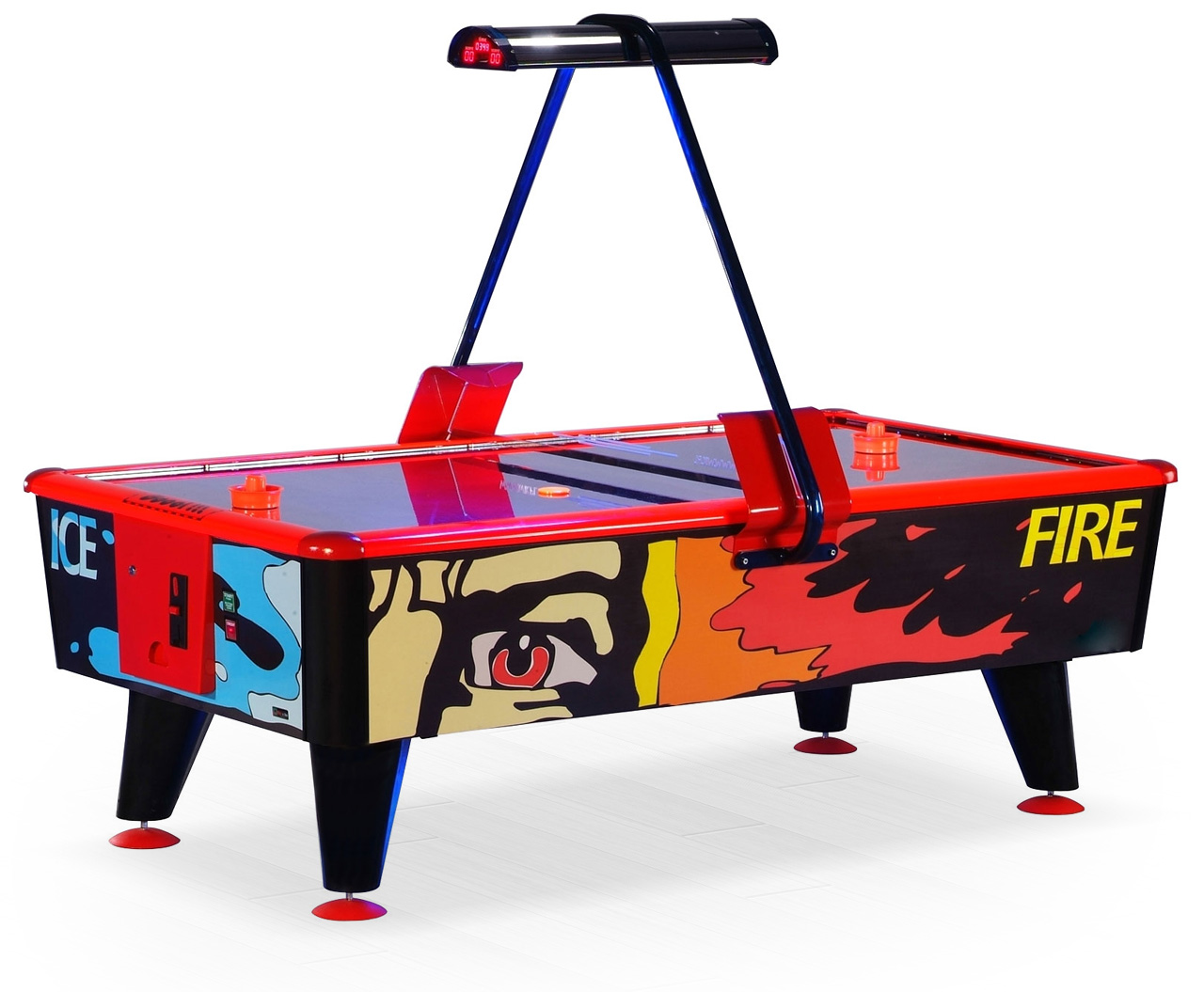 Игровой стол - аэрохоккей "Ice & Fire Gold" 8 ф (красно-синий-золотой, жетоноприемник)